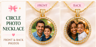 Gold Circle Photo Necklace